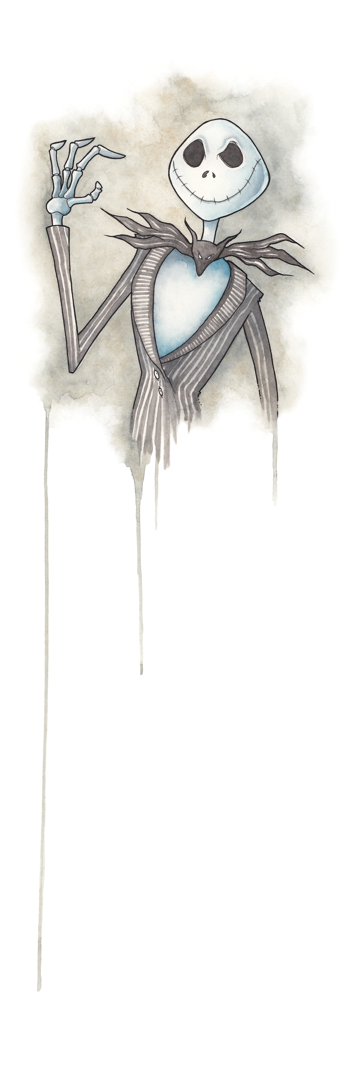 Disney: Jack Skellington - The Nightmare Before Christmas - ORIGINAL WATERCOLOR PAINTING